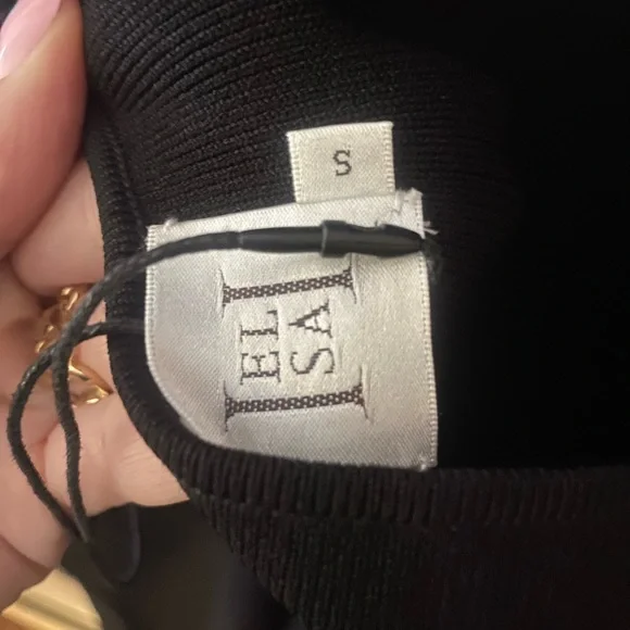 HELSA Lanli Knit Dress black open back maxi gown column sheath FWRD Revolve S - Picture 8 of 14